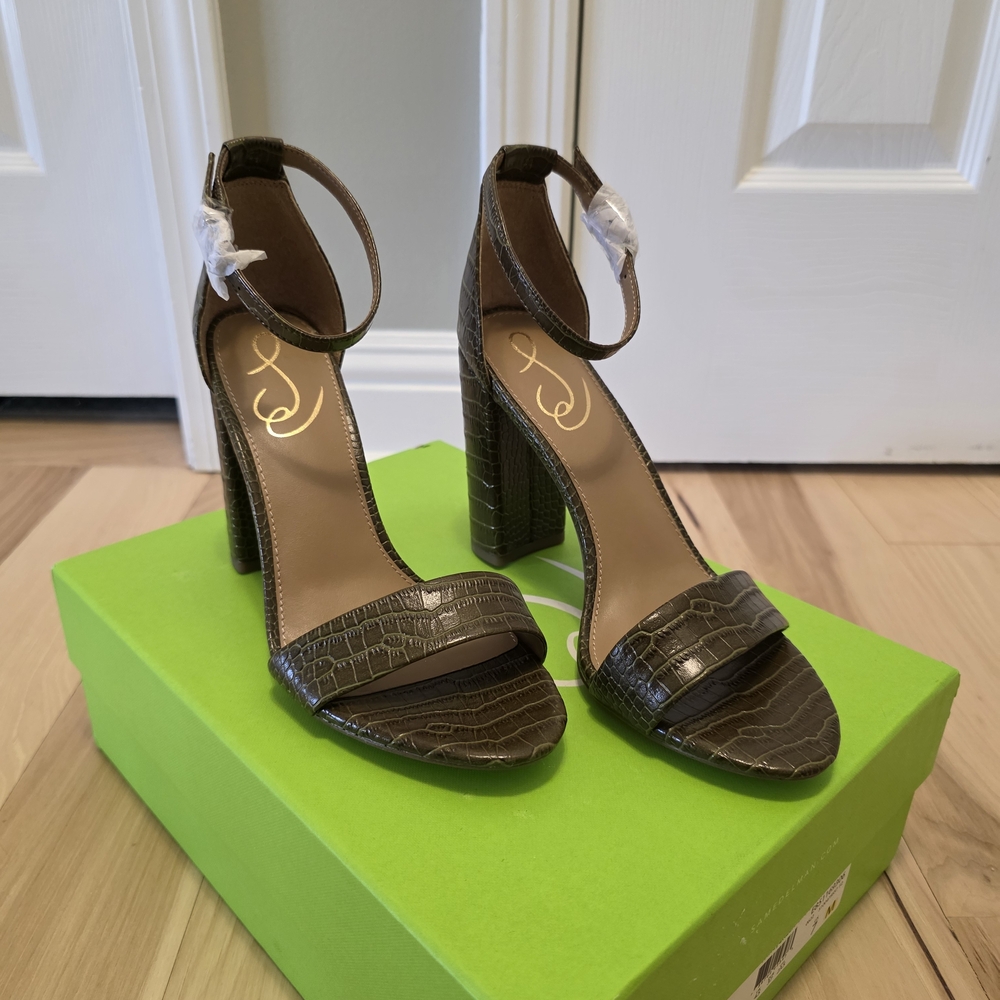 Sam Edelman Olive Croc-Embossed Block Heel Sandals